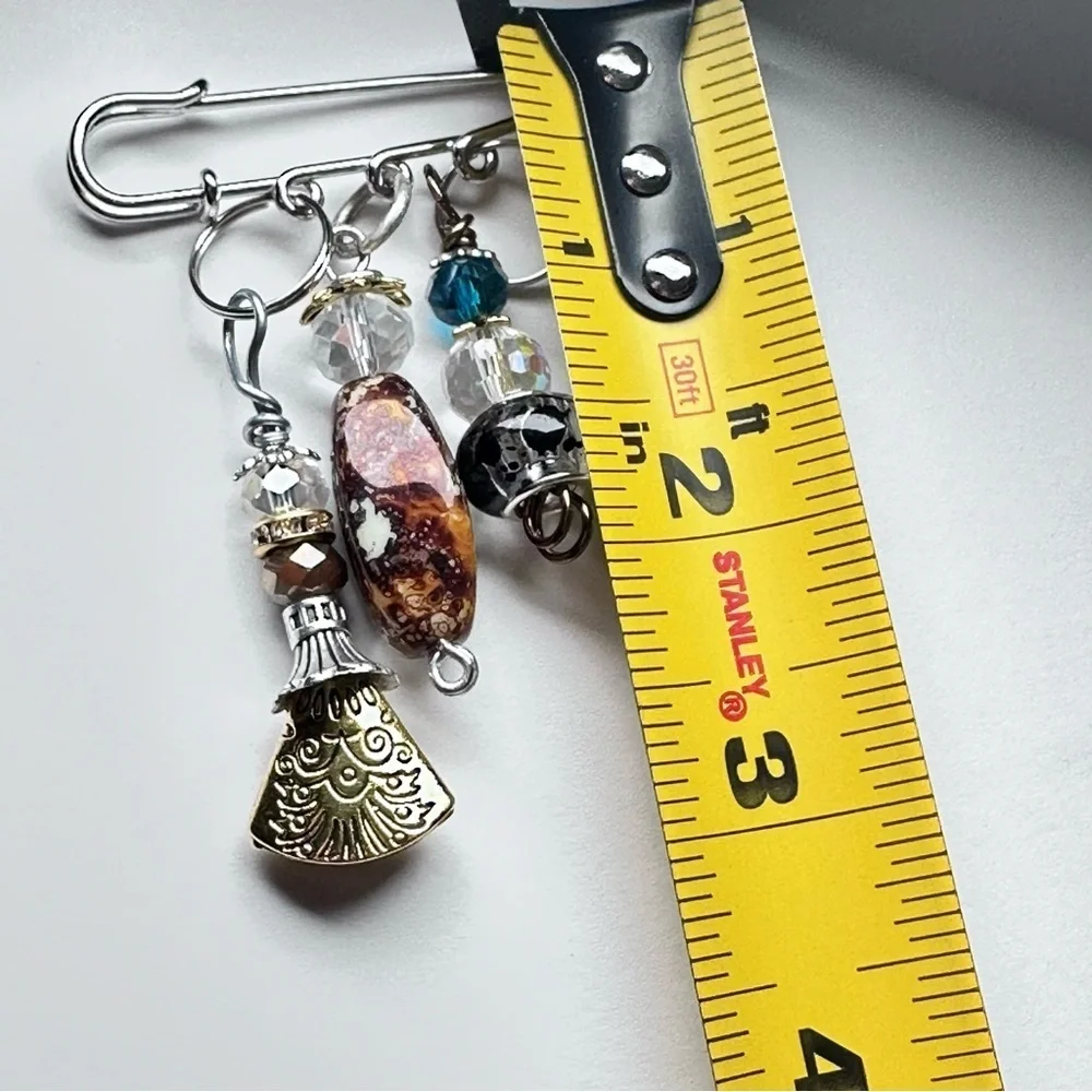 Brooch | Hand Crafted | Glass Beaded |  Pin Artisan Multicolor Wire-Wrapped OOAK